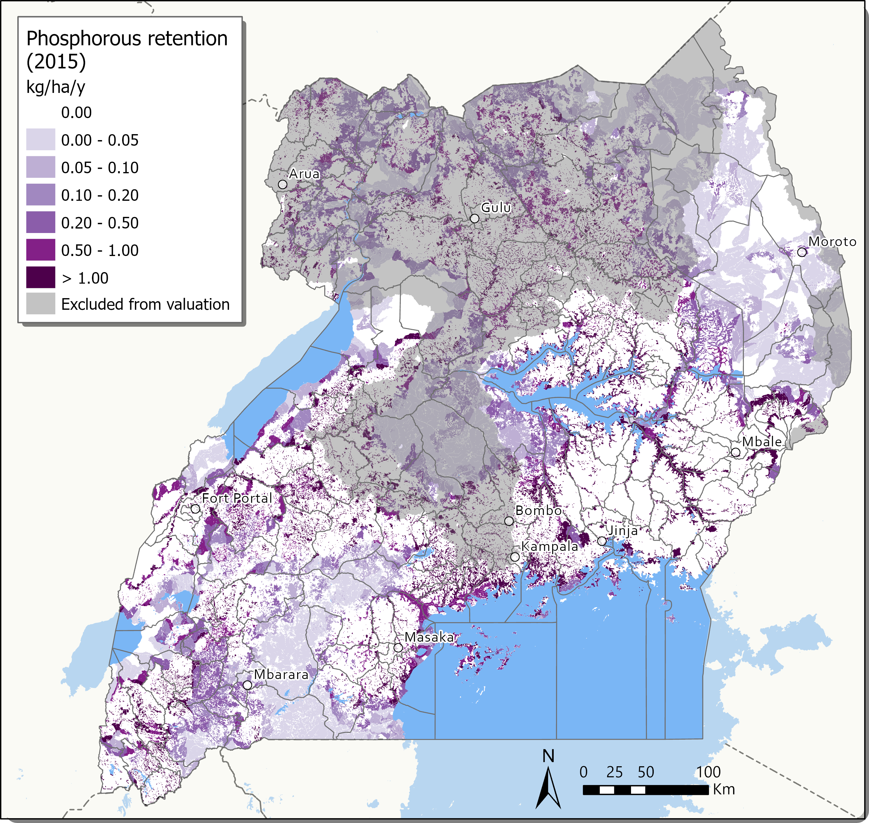 Phosphorus retention map